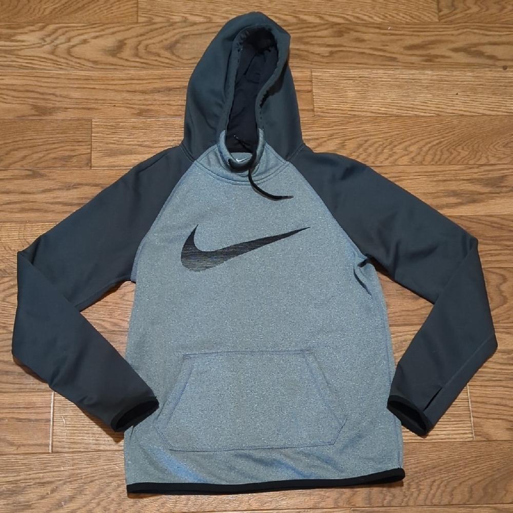 Nike Men's Gray and Black Hoodie